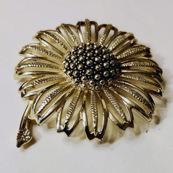 Vintage Big Sunflower Brooch Pin - Picture 4 of 6